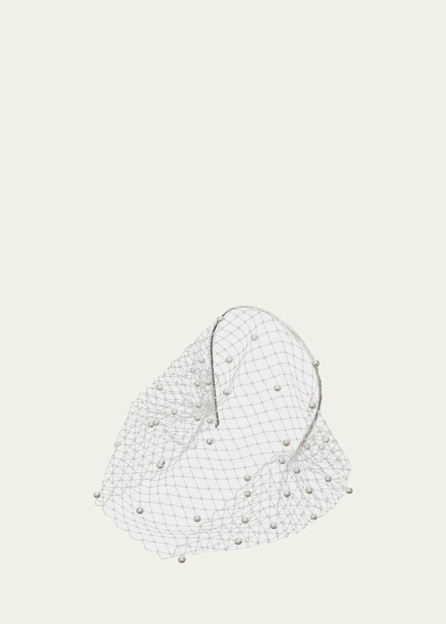 Jennifer Behr Voilette Skinny Headband w/ Pearly Veil Bergdorf
