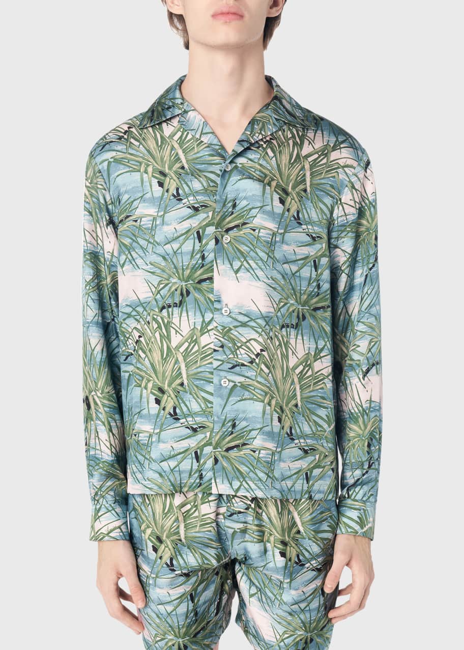 Amiri Men's Aloha Floral Silk Camp Shirt Bergdorf Goodman