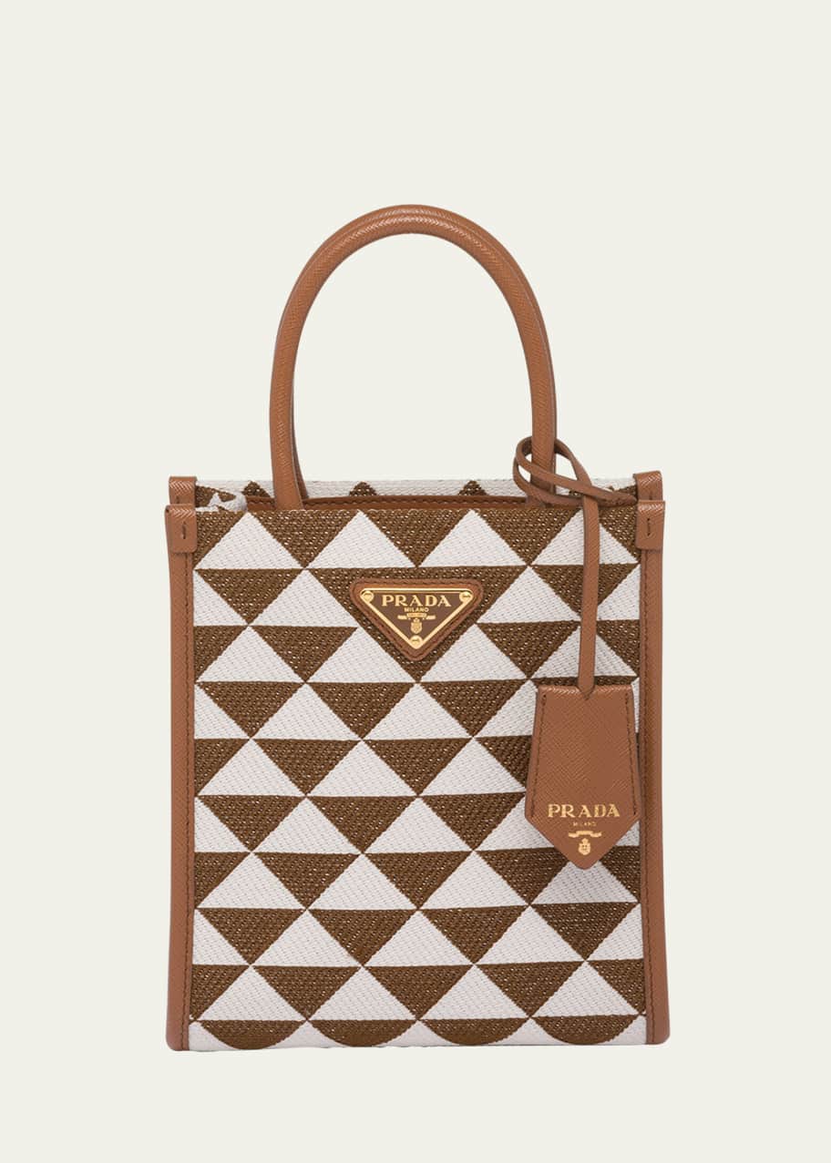 Prada Small Triangle Logo Jacquard Tote Bag - Bergdorf Goodman