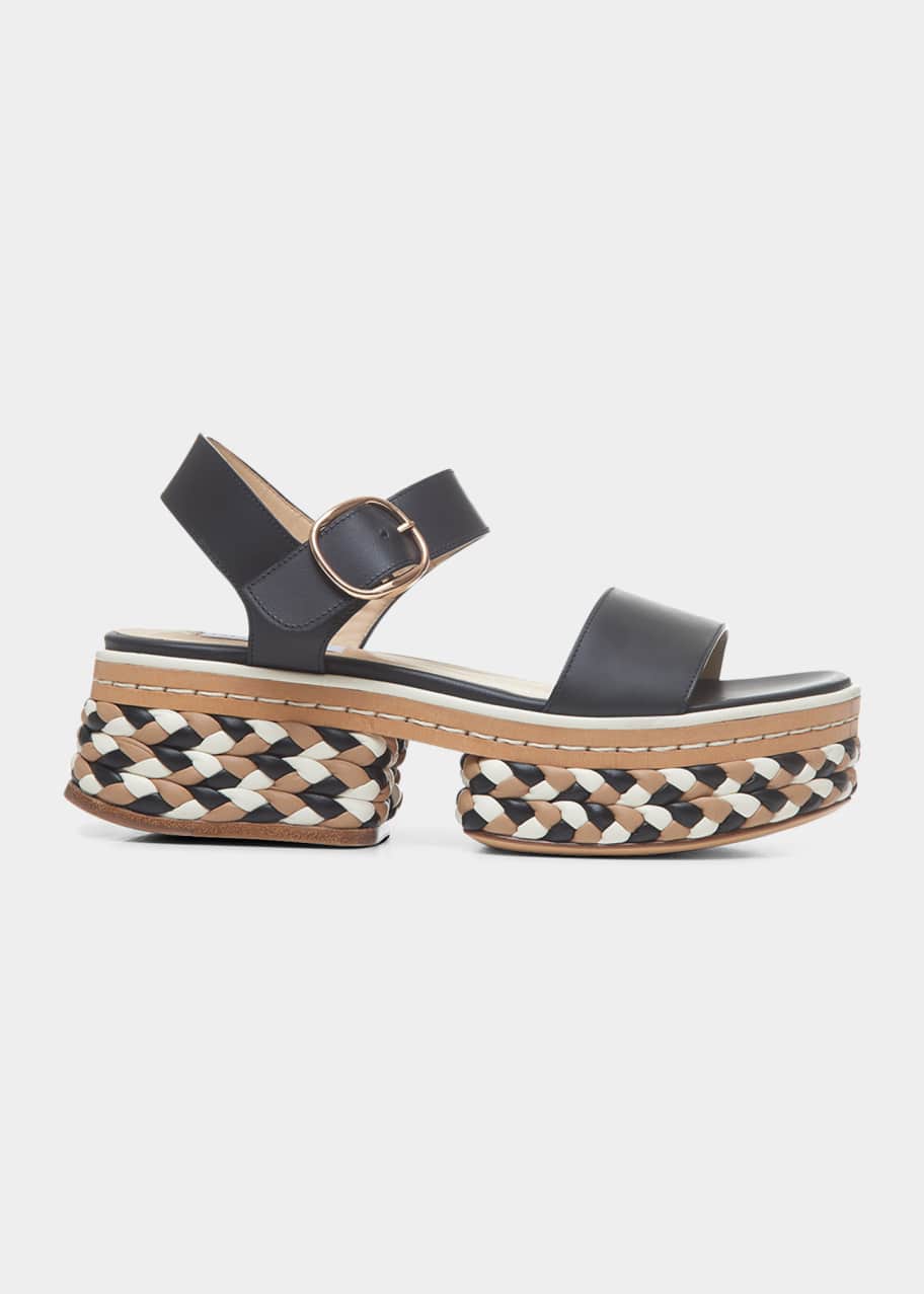 Gabriela Hearst Mika Tricolor Leather Ankle-Strap Sandals - Bergdorf ...