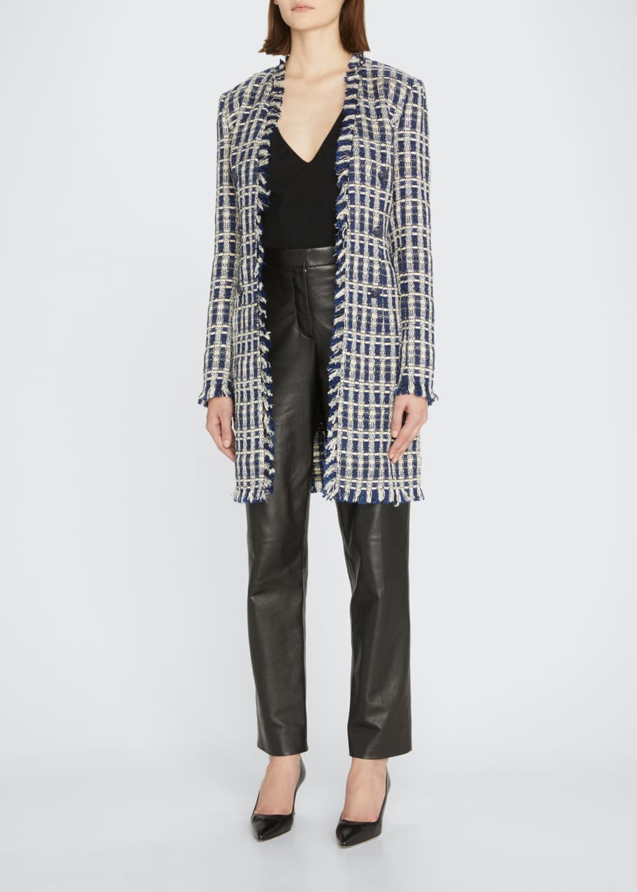 L Agence Zuri Check Tweed Duster Coat Bergdorf Goodman