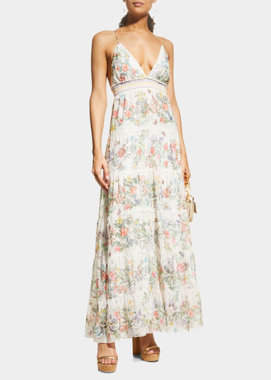 Karolina Floral Embroidered Tiered Maxi Dress