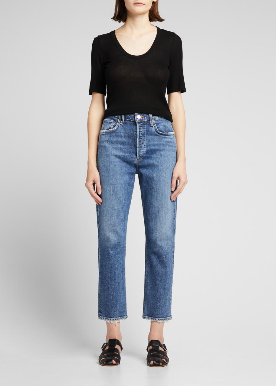 AGOLDE Riley High-Rise Straight Cropped Jeans - Bergdorf Goodman