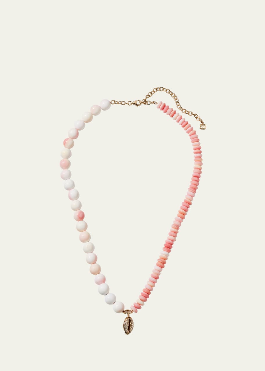 Sydney Evan Yellow Gold Conch Shell Combo Necklace with Pave Cowrie ...