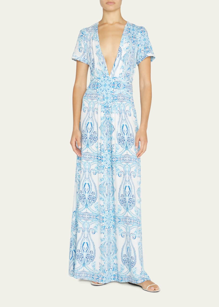 Melissa Odabash Petunia Paisley Pleated Maxi Dress - Bergdorf Goodman