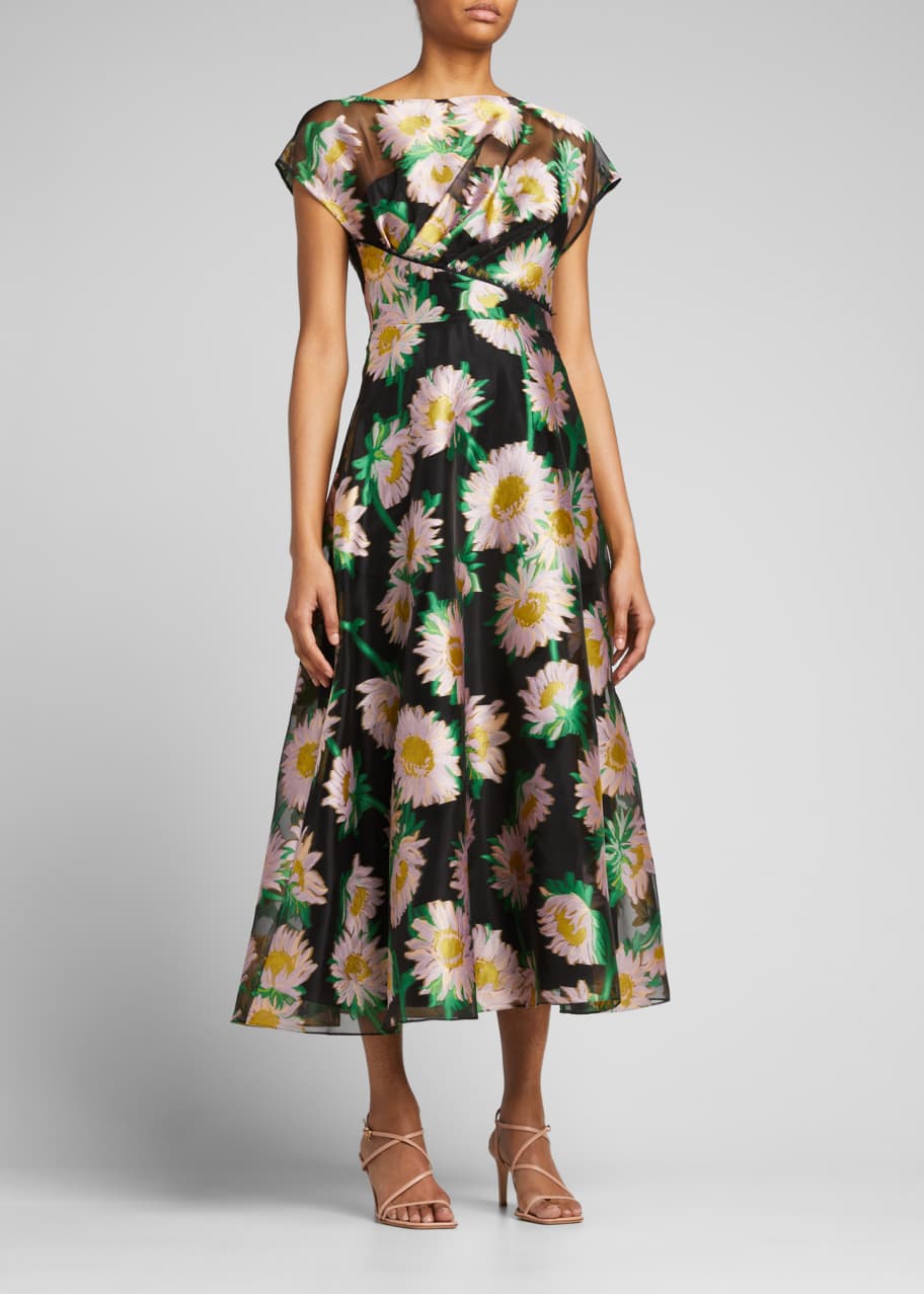 lela rose floral embroidered dress Watermelon Peony Embroidered Crepe Francie Gown main image 1