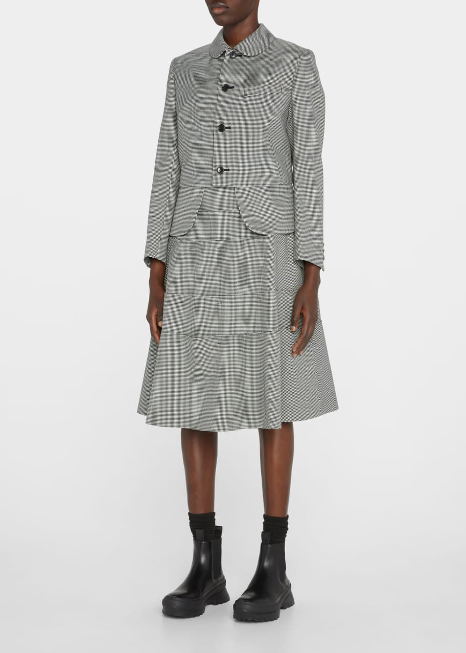 Peter Pan Collar Houndstooth Tailored Jacket