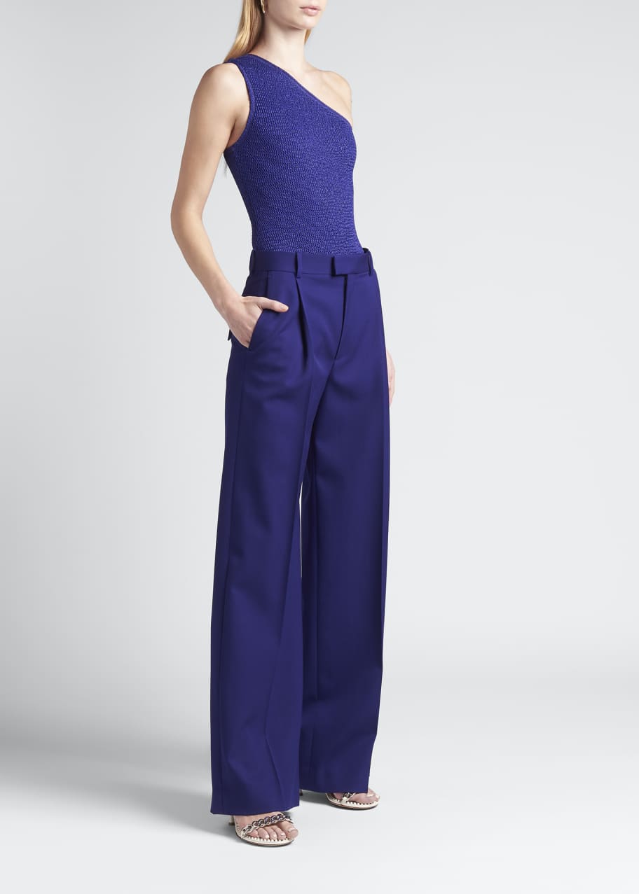 パンツ BOTTEGA VENETA GRAIN DE POUDRE STRAIGHT-LEG PANTS BOTTEGA VENETA Grain de poudre wide-leg pants | NET-A-PORTER