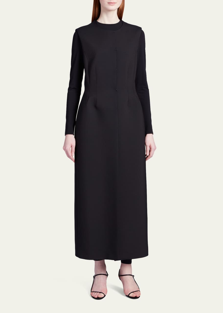chinese dress ladies Poly Wool Suiting Long Vest Dress – La Garçonne main image 0