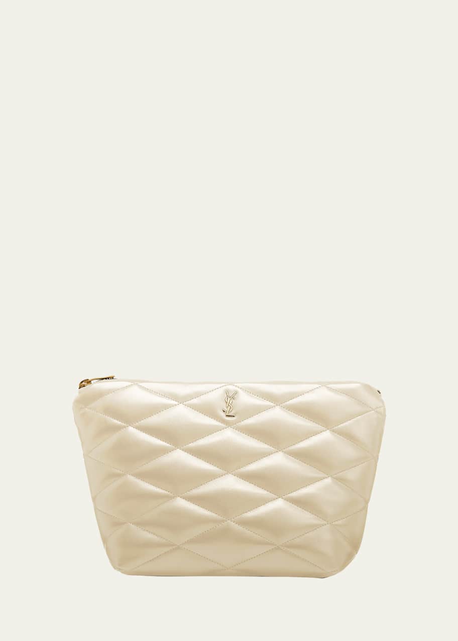 CHANEL Satin Quilted Gold CC Small Top Handle Evening Bag