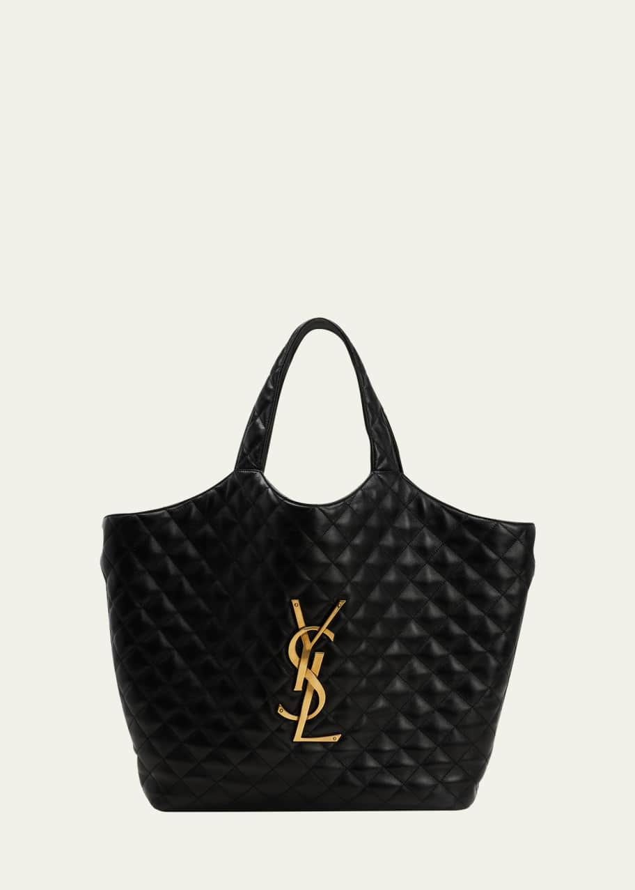 Saint Laurent Large Leather Shopping Tote Bag, White - Bergdorf Goodman