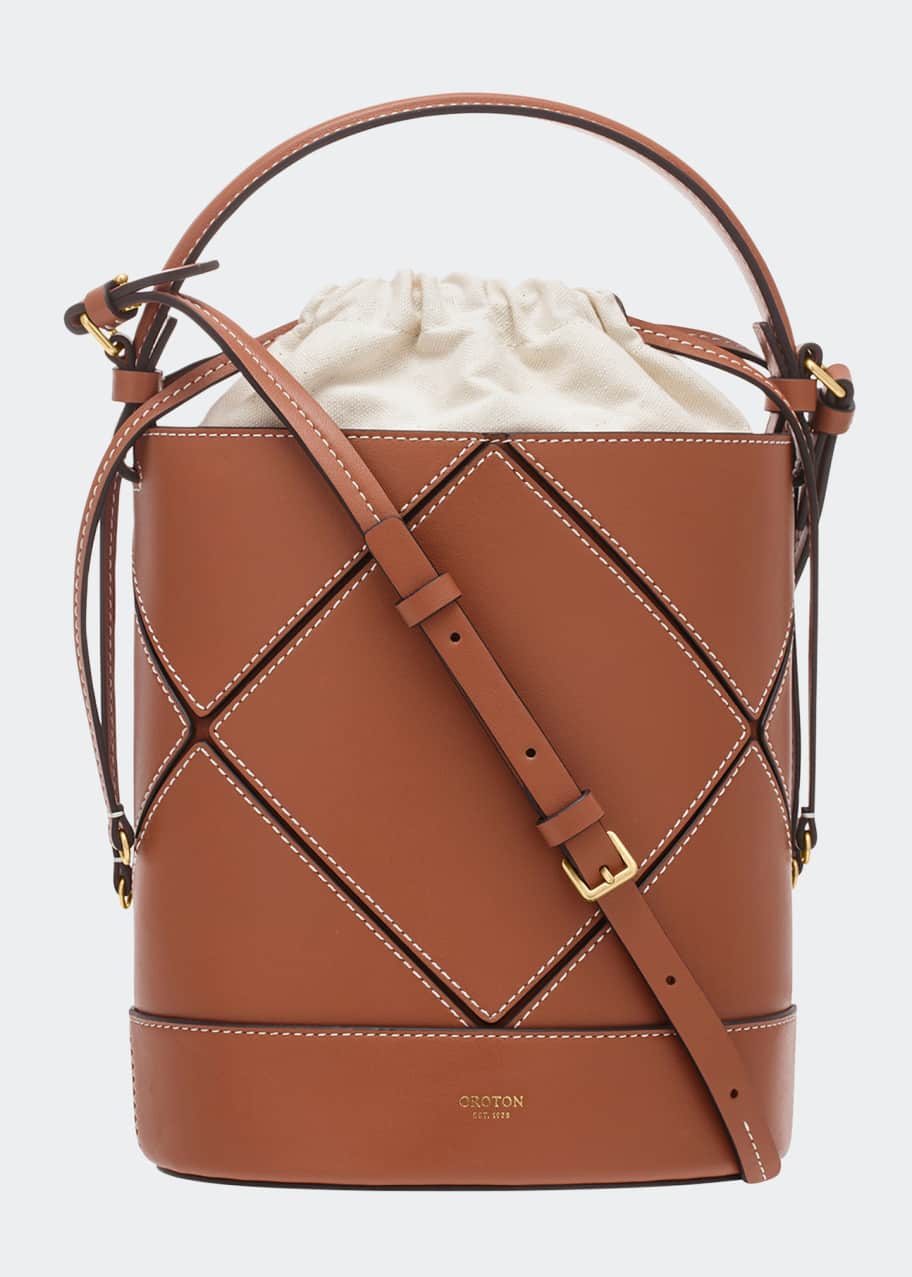OROTON Patch Drawstring Leather Bucket Bag Bergdorf Goodman