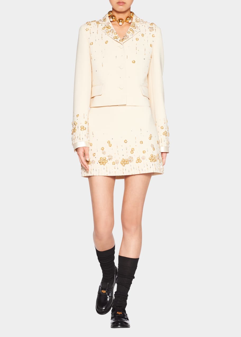Miu Miu ゴールド 　ジャケット　ラメ Miu Miu Floral Beaded Jacket - Bergdorf Goodman