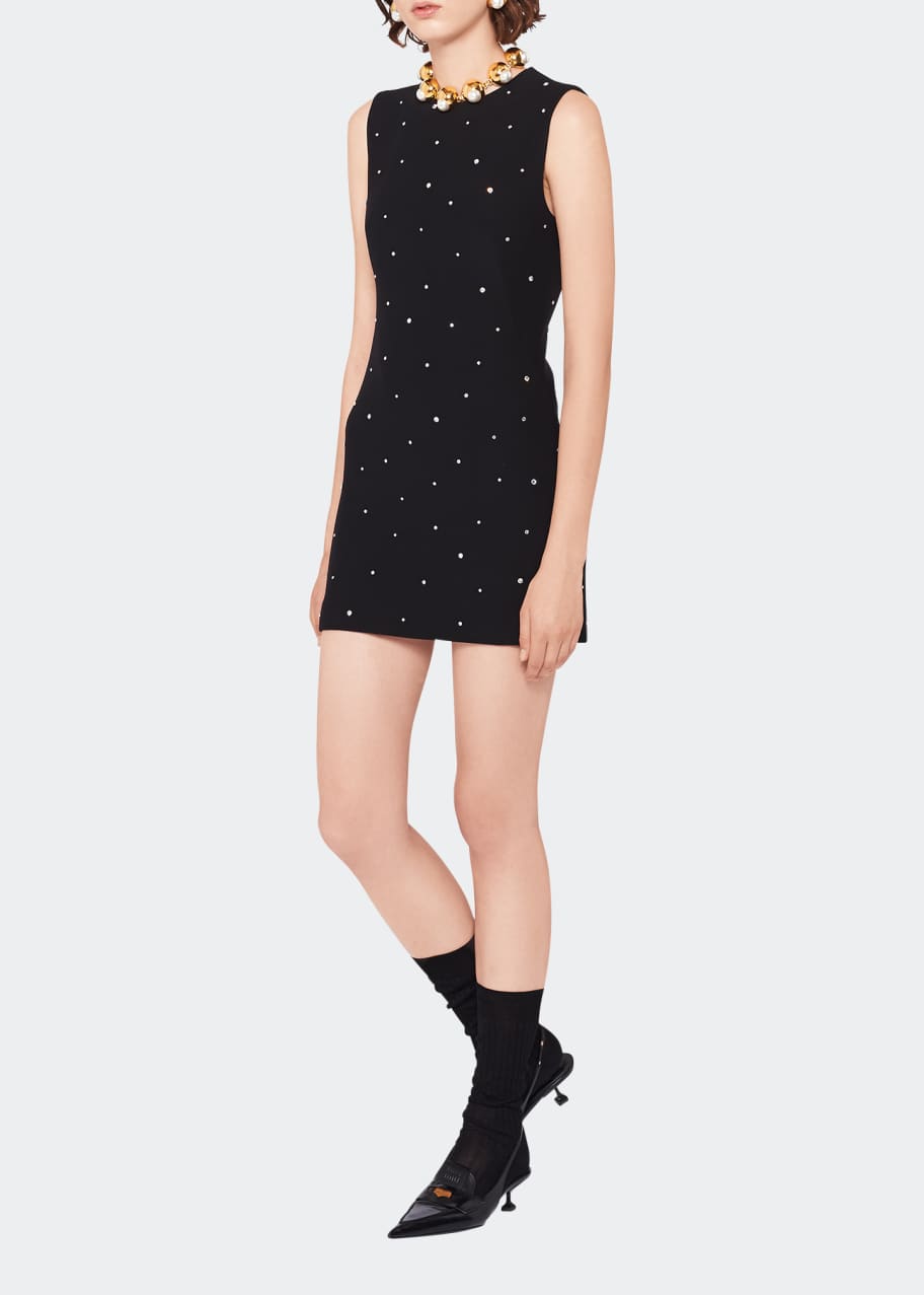 tegan wrap mini dress in black WW47020] Miu Miu