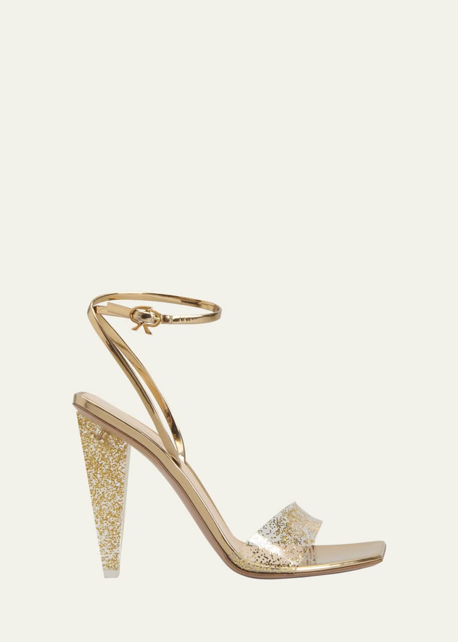 Gianvito Rossi Metallic Glitter Ankle-Strap Sandals - Bergdorf Goodman