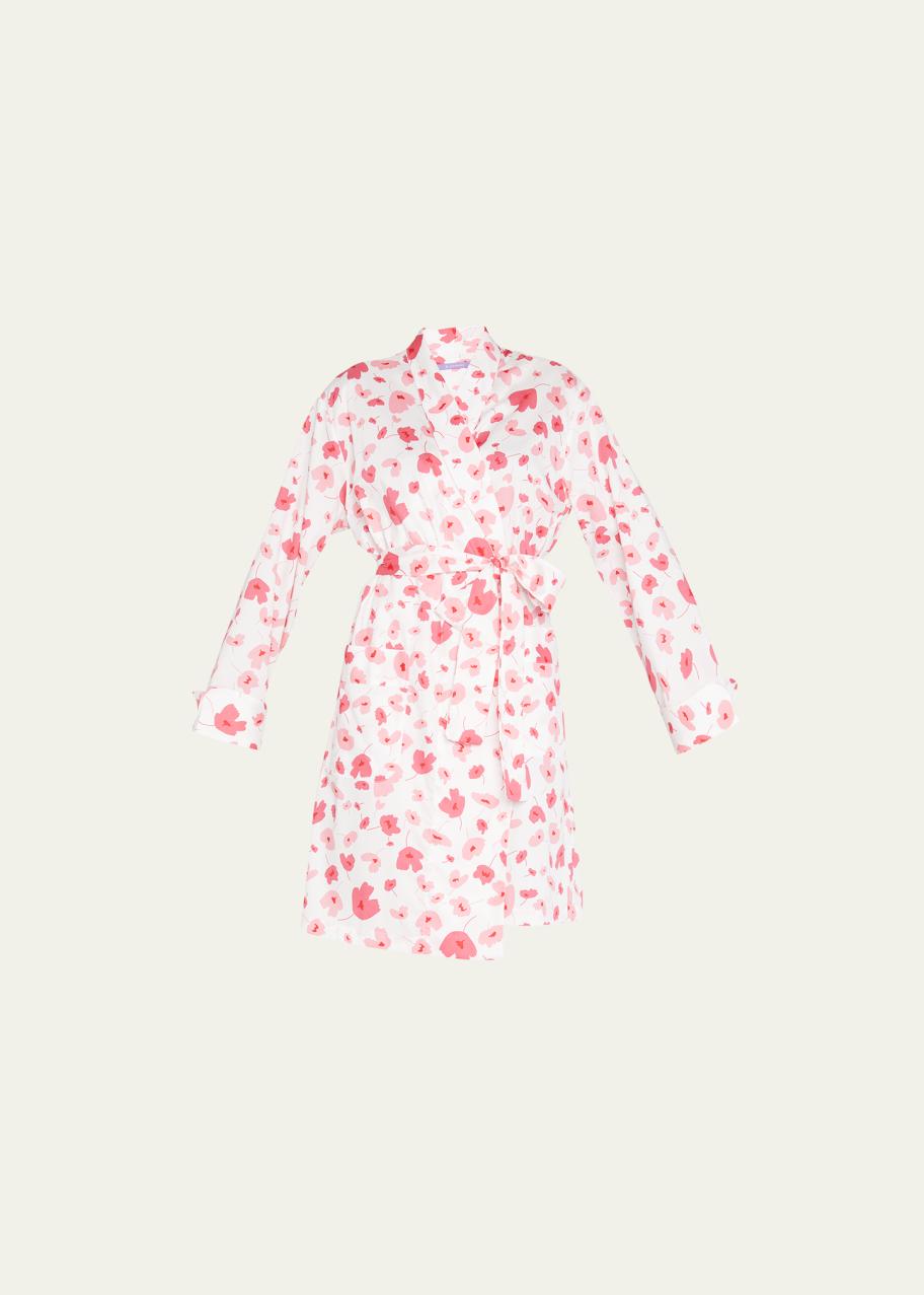 P Jamas Poppy-Print Pique Pima Cotton Robe - Bergdorf Goodman