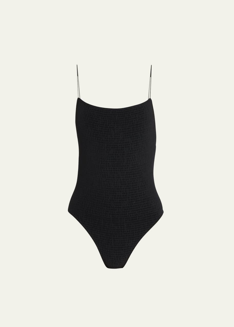 Image 1 of 1: Smocked Square-Neck One-Piece Swimsuit