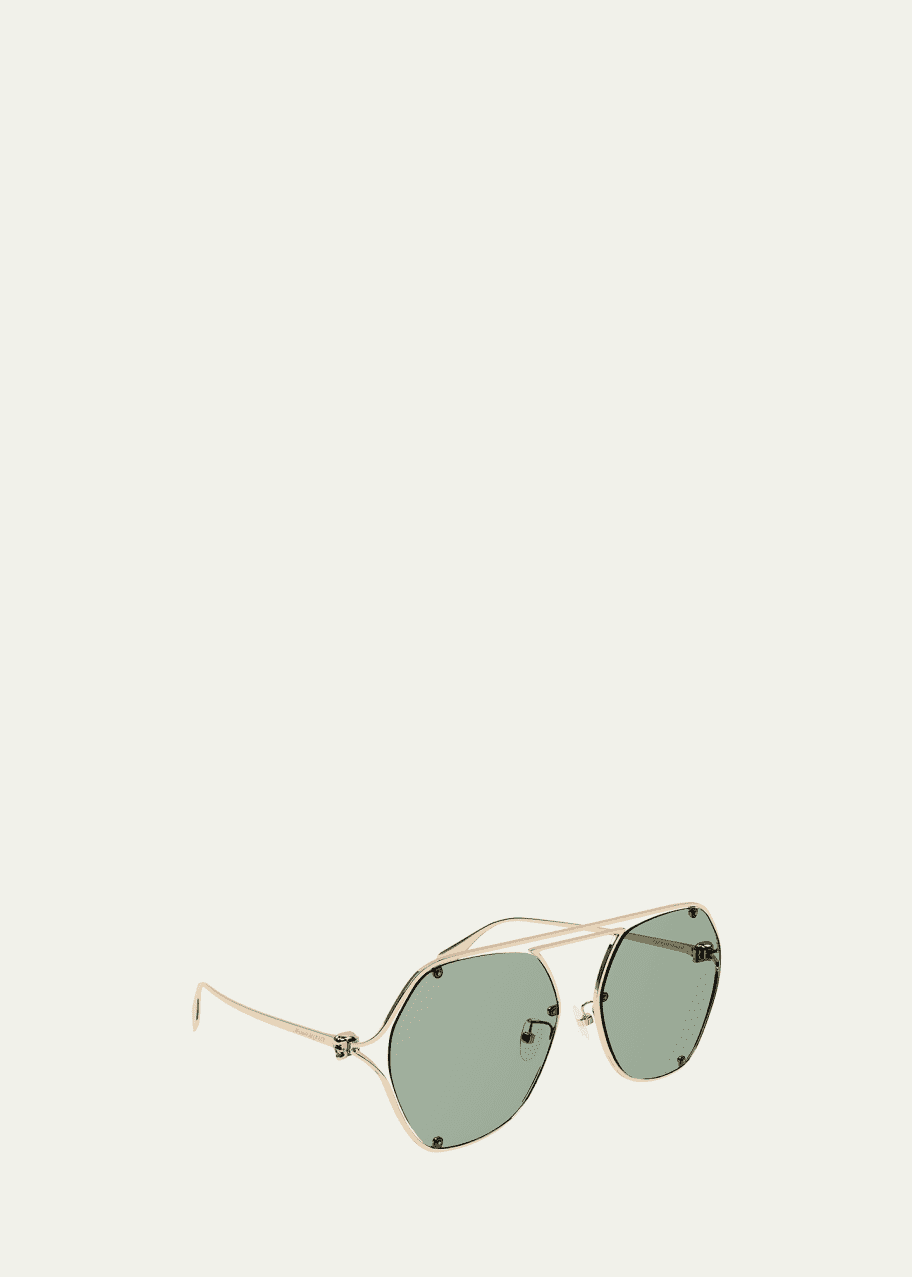 Image 1 of 1: Skull Cutout Metal Aviator Sunglasses