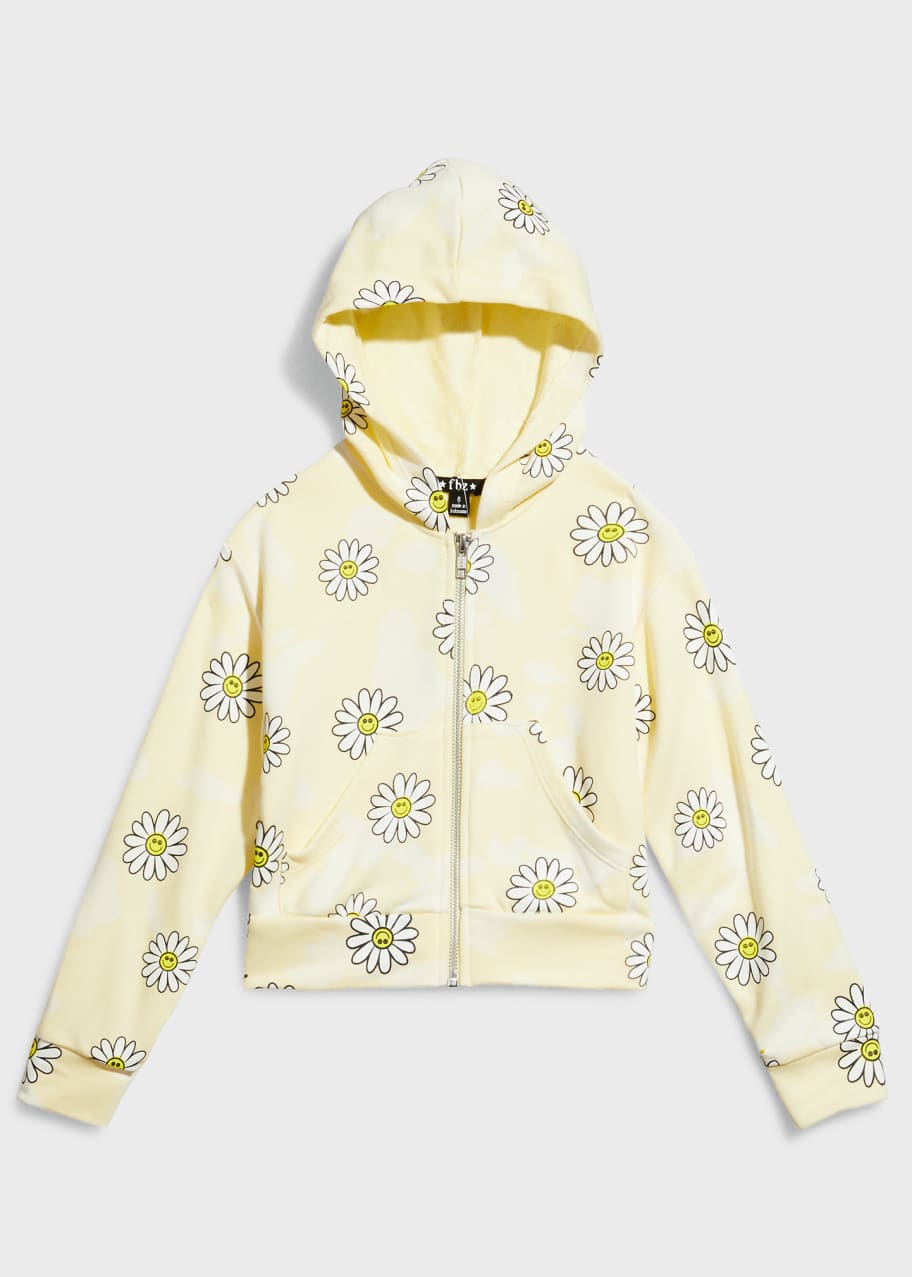 Flowers by Zoe Girl's Allover DaisyPrint Hooded Jacket, Size 46