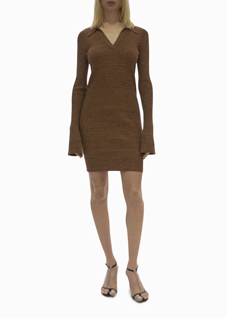 lang mini dress Lang-Draped High-Neck Linen Mini Dress With Hand-Beaded Mother-Of-Pear   ILA Official