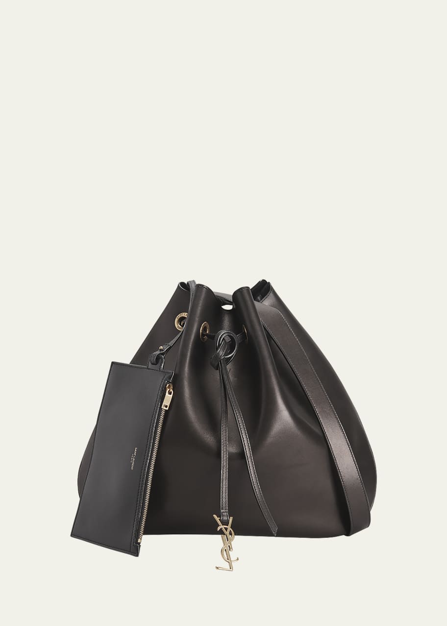 Large YSL Drawstring Leather Hobo Bag