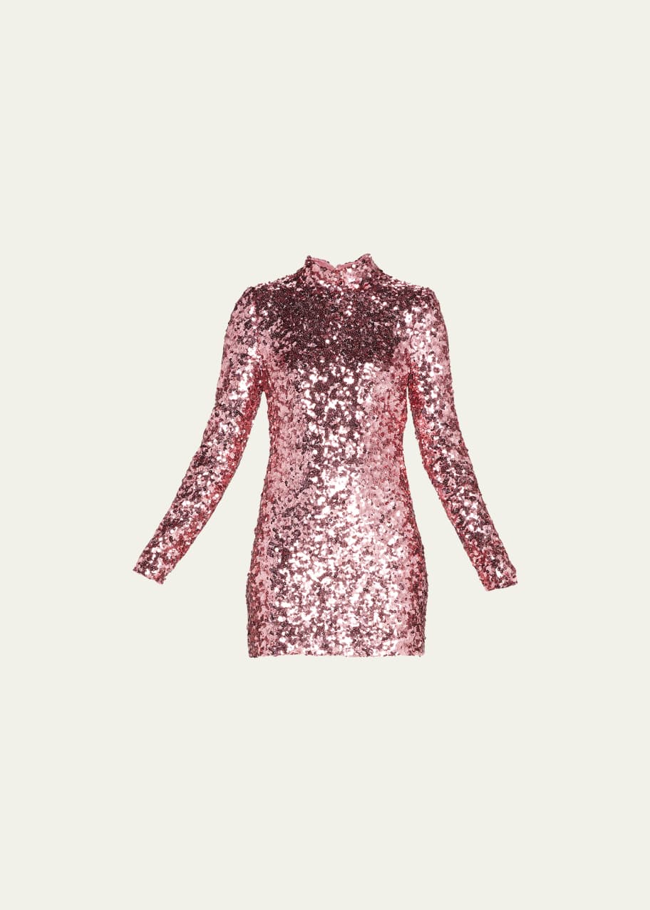 Monique lhuillier pink sequin dress clearance