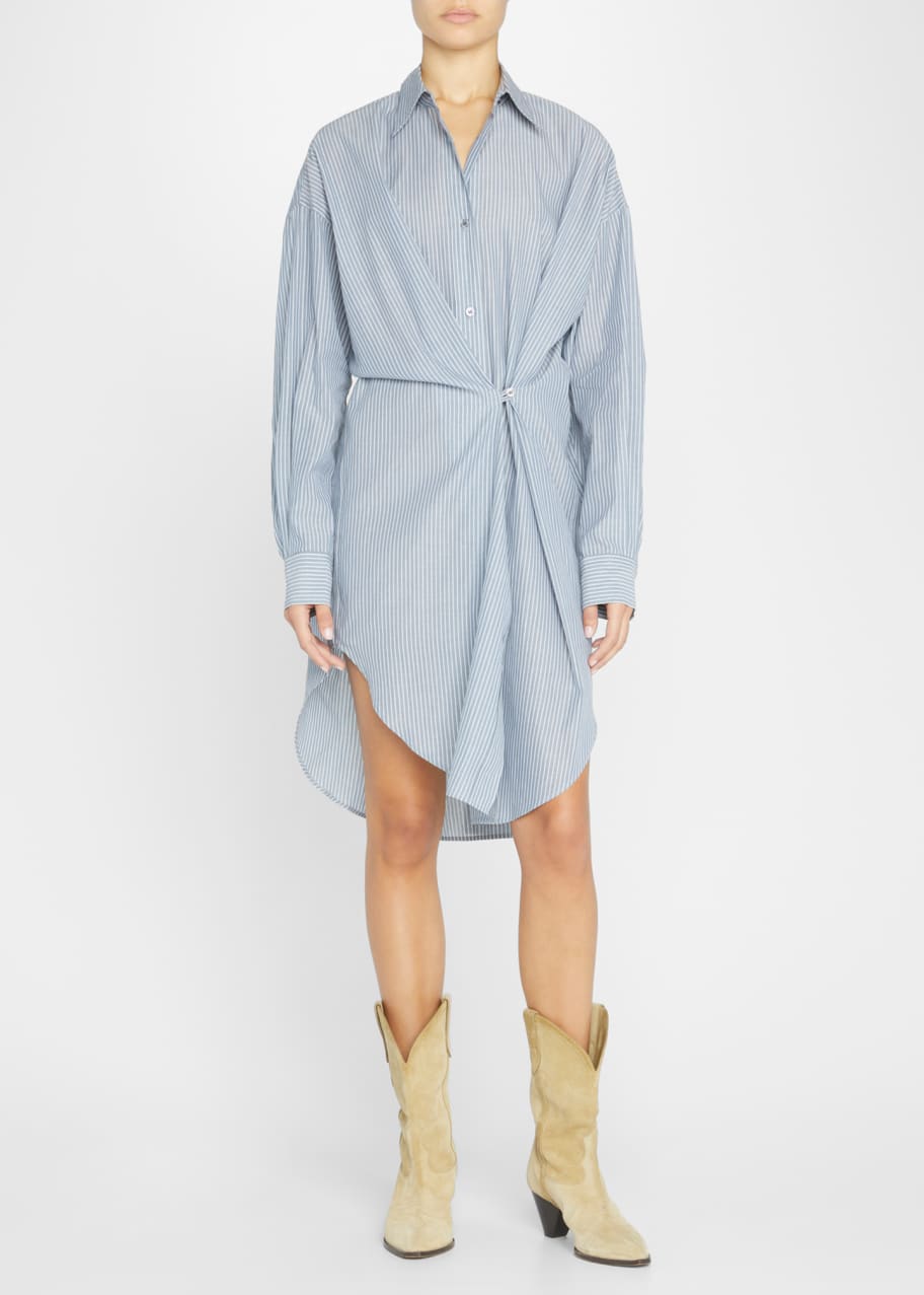 isabel marant shirt dress Samantha belted asymmetric modal-blend midi shirt dress - white