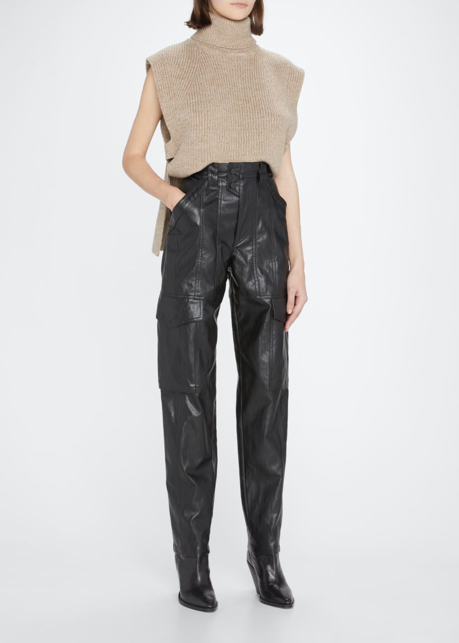 Etoile Isabel Marant Vayonili High-Rise Faux-Leather Cargo Pants ...