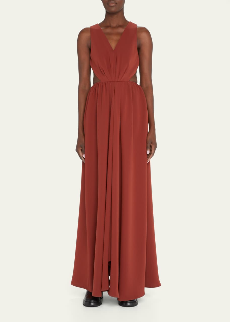 Deveaux New York Maddie Cutout Open-Back Crepe Maxi Dress - Bergdorf Goodman