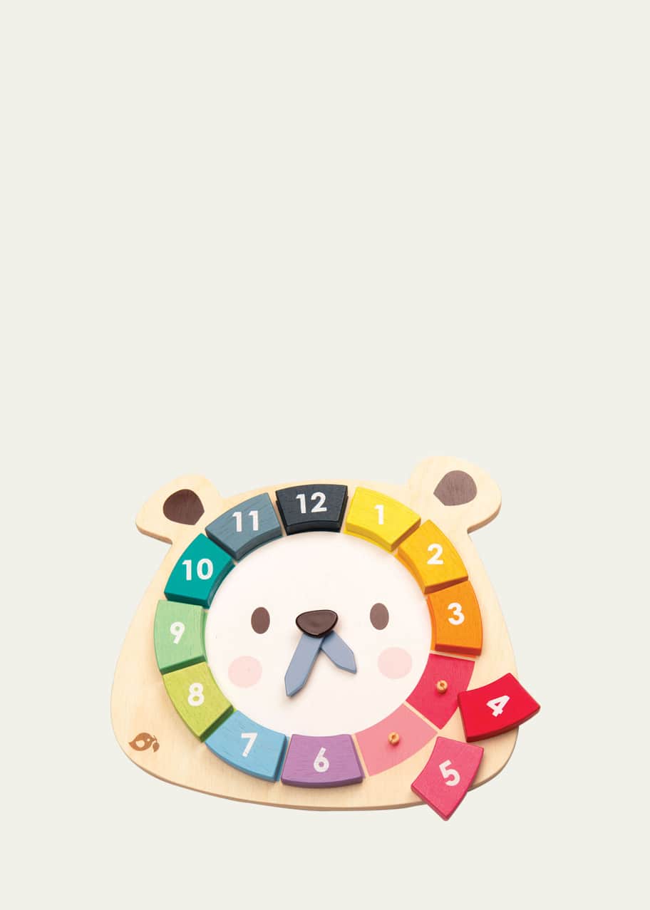 Image 1 of 1: Kid's Tender Leaf Wooden Bear Colors Clock