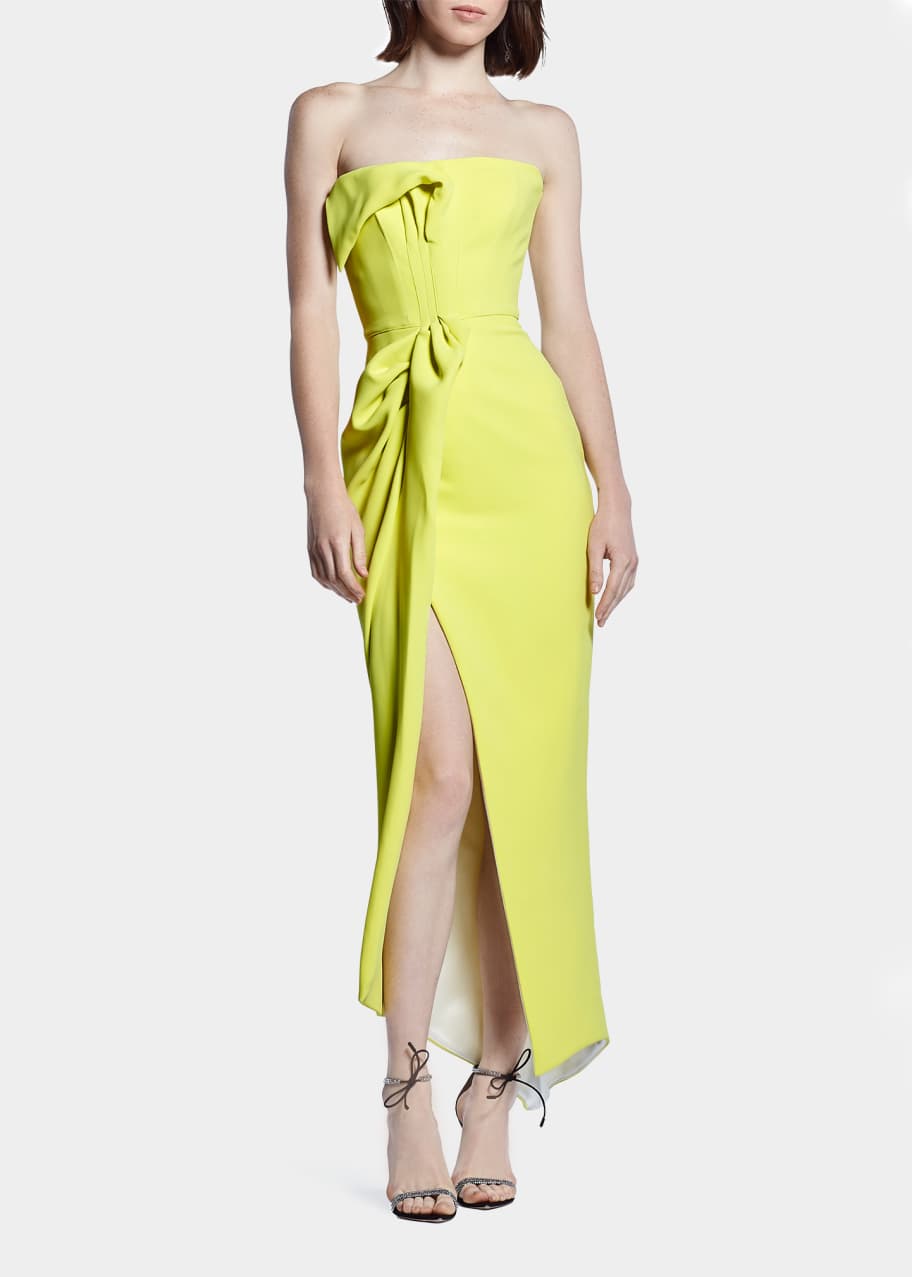 pastel yellow bridesmaid dress A-Line Chiffon Bridesmaid Dress With Slit in Pastel Yellow main image 1