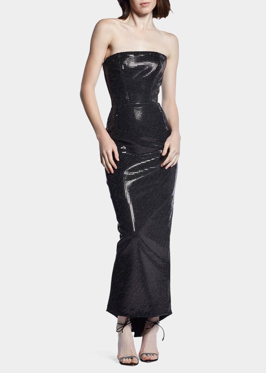 green emerald velvet dress Black Lace Sequined Strapless Mermaid Prom Dress