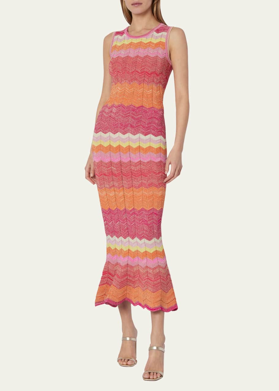 Milly Chevron Mermaid Midi Dress - Bergdorf Goodman