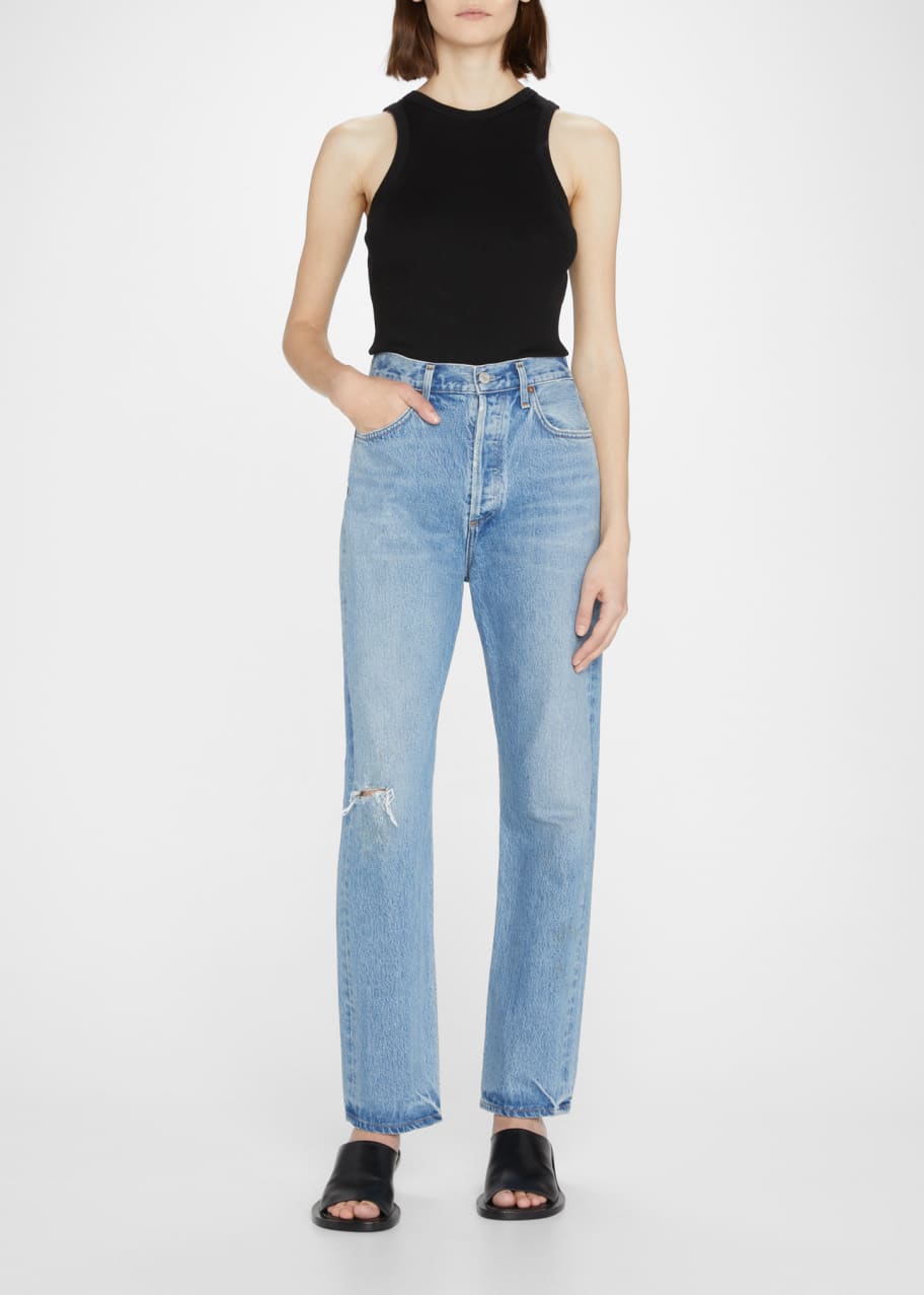 90's pinch waist high rise straight in black tea