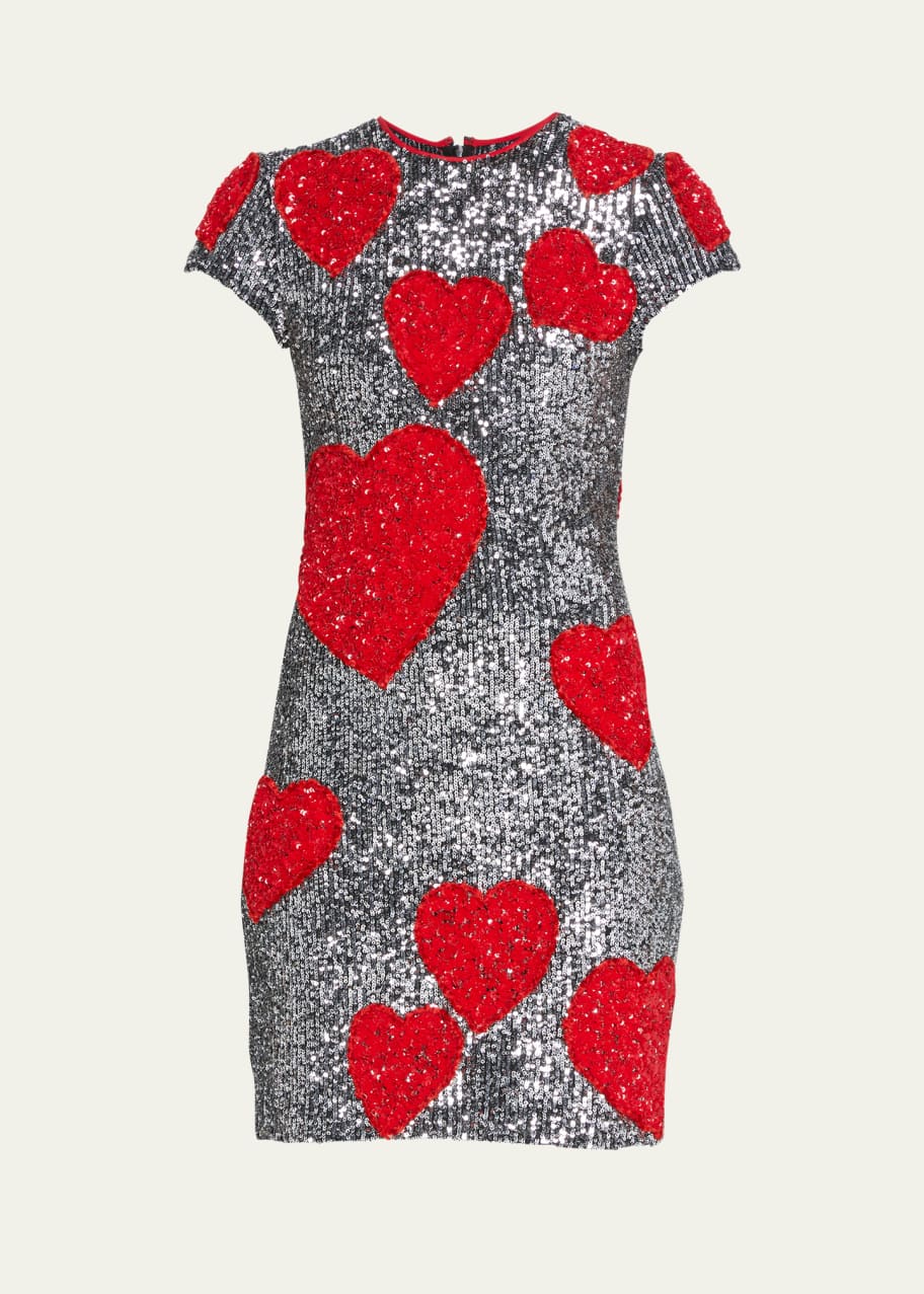 Image 1 of 1: Heart Sequined Mini Dress