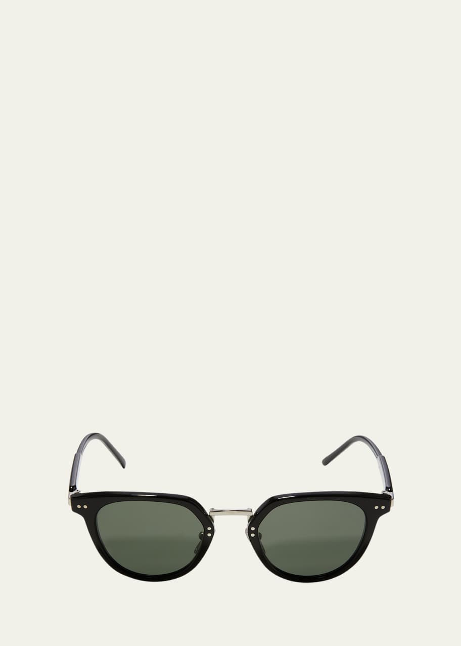 Image 1 of 1: Men's Round Logo Acetate Sunglasses