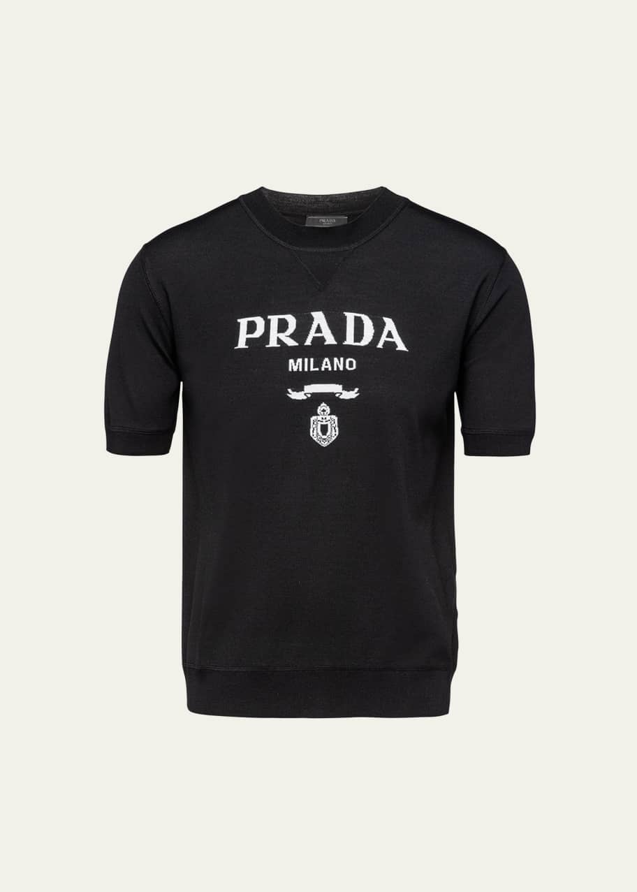 Prada Men's Superfine Wool Logo Sweater - Bergdorf Goodman