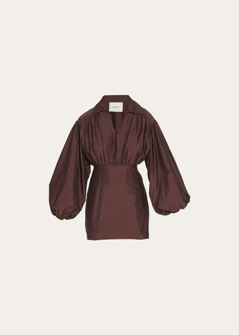 Rohe Novi Pleated Long Balloon Sleeve Mini Dress - Bergdorf Goodman