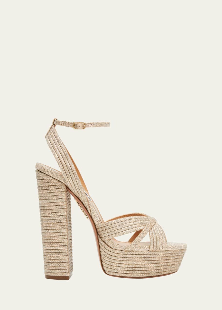 Aquazzura Sundance Plateau Metallic Platform Sandals - Bergdorf Goodman