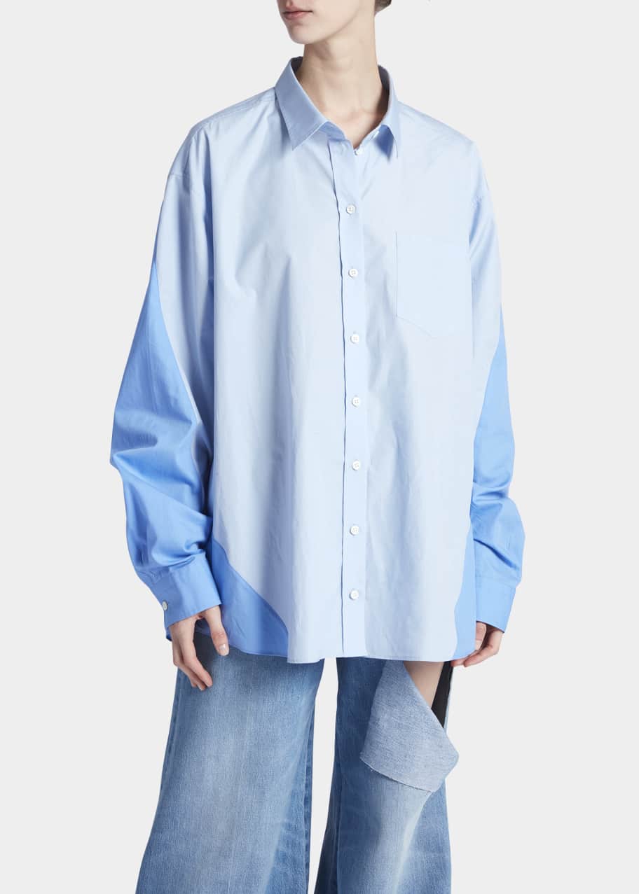 Peter Do Two-Tone Twisted Oversized Shirt - Bergdorf Goodman