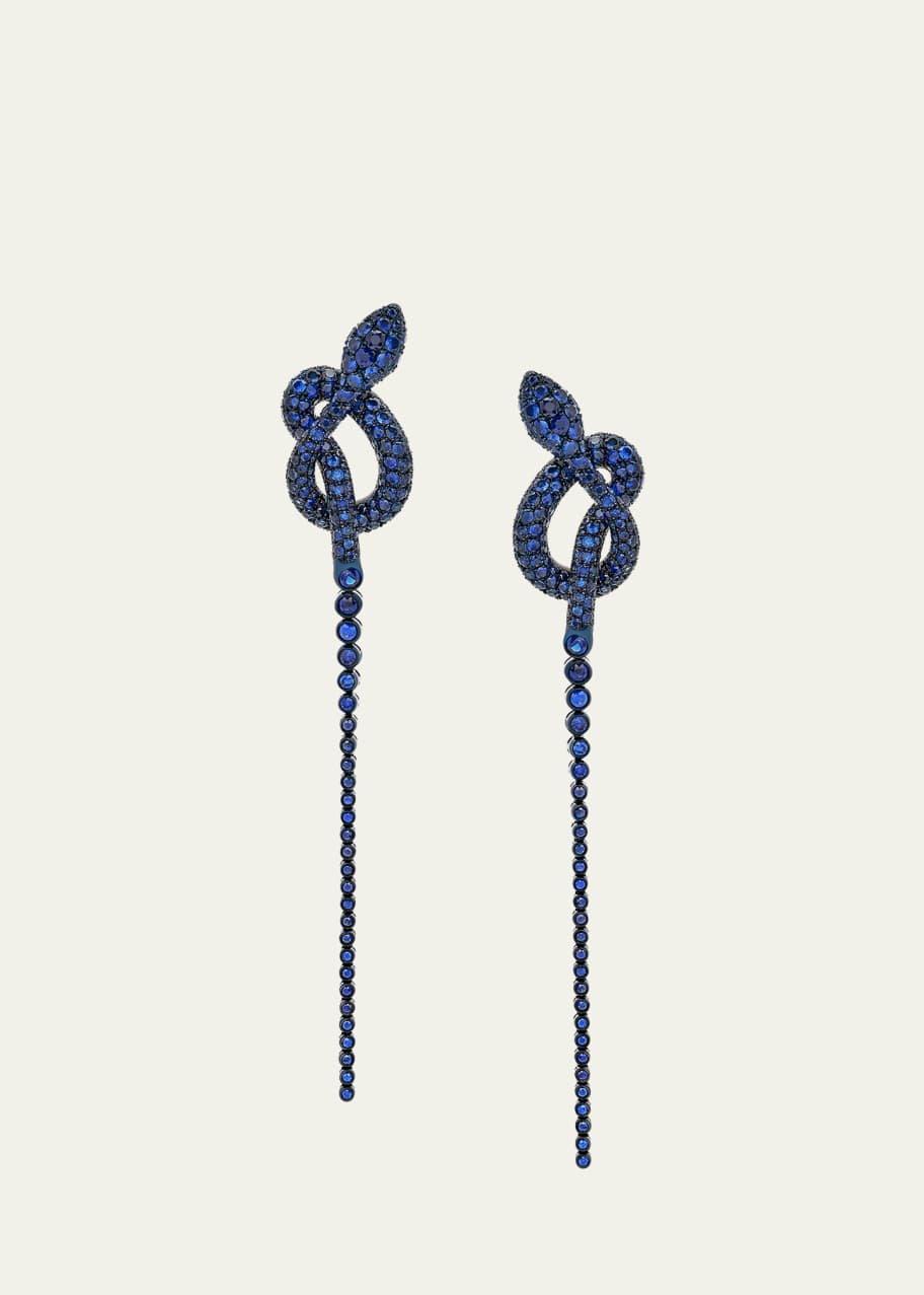 Image 1 of 1: White Gold Blue Sapphire Earrings from The Snake Collection