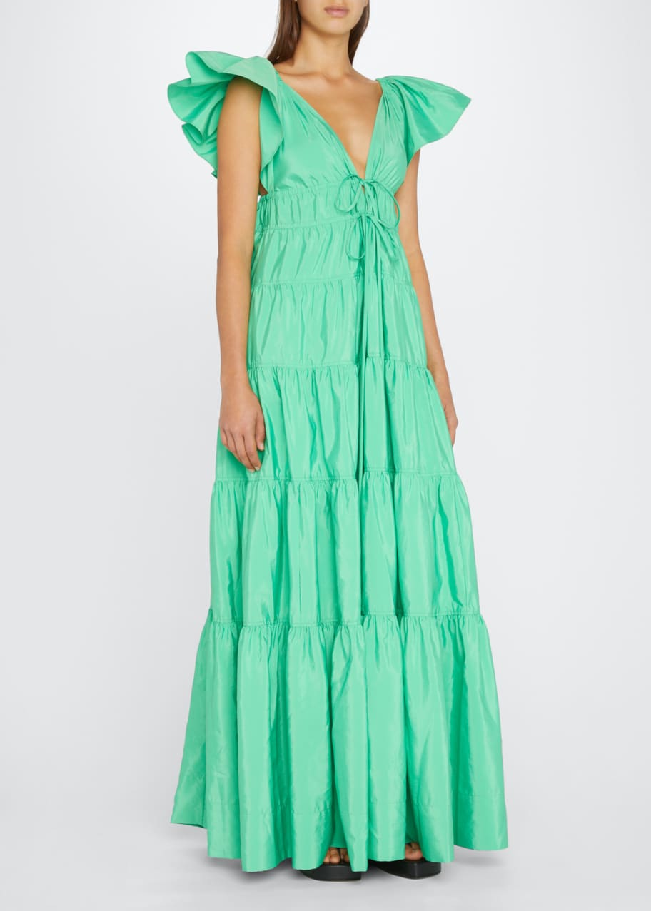 A.L.C. Luca Tiered Flutter-Sleeve Maxi Dress - Bergdorf Goodman