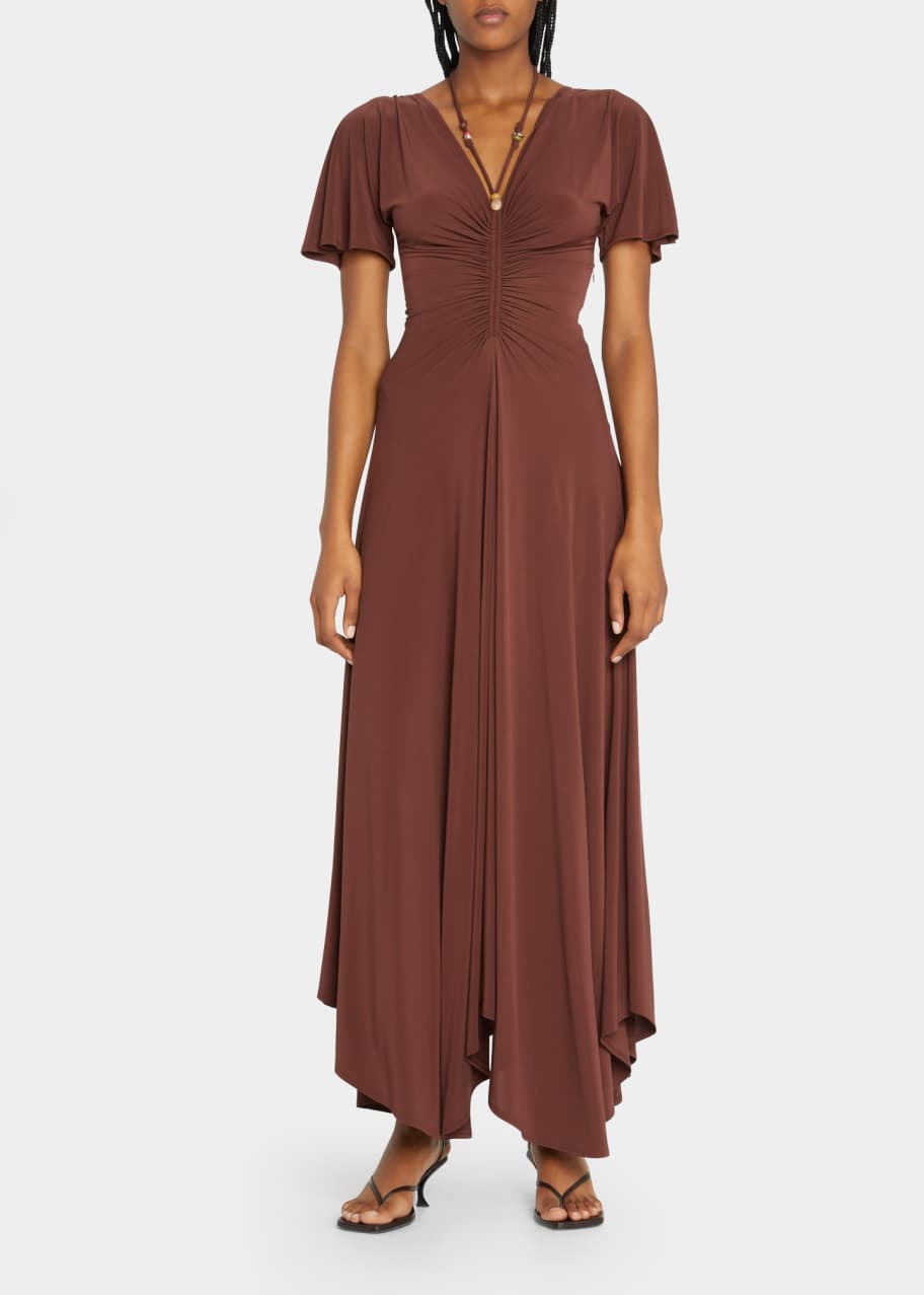 A.L.C. Nina Ruched BeadedStrap Maxi Dress Bergdorf Goodman