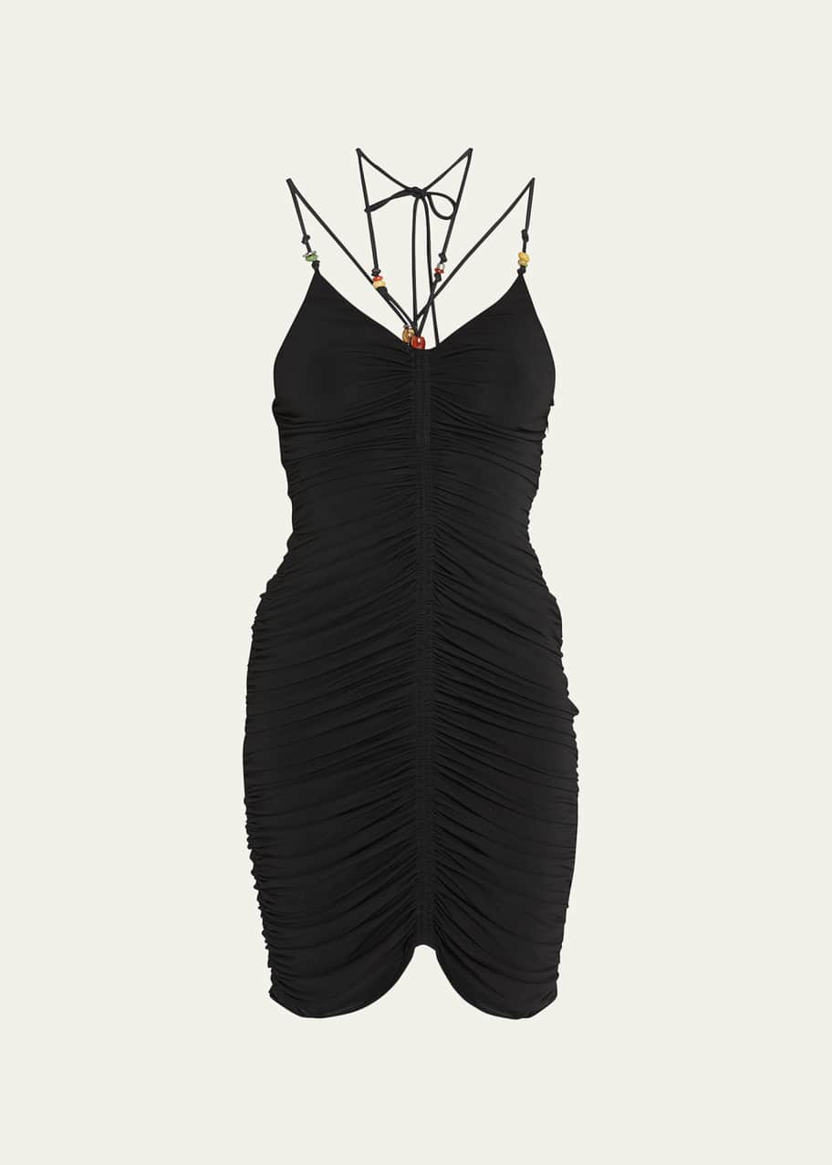 A.L.C. Anya Ruched Beaded-Strap Mini Dress - Bergdorf Goodman