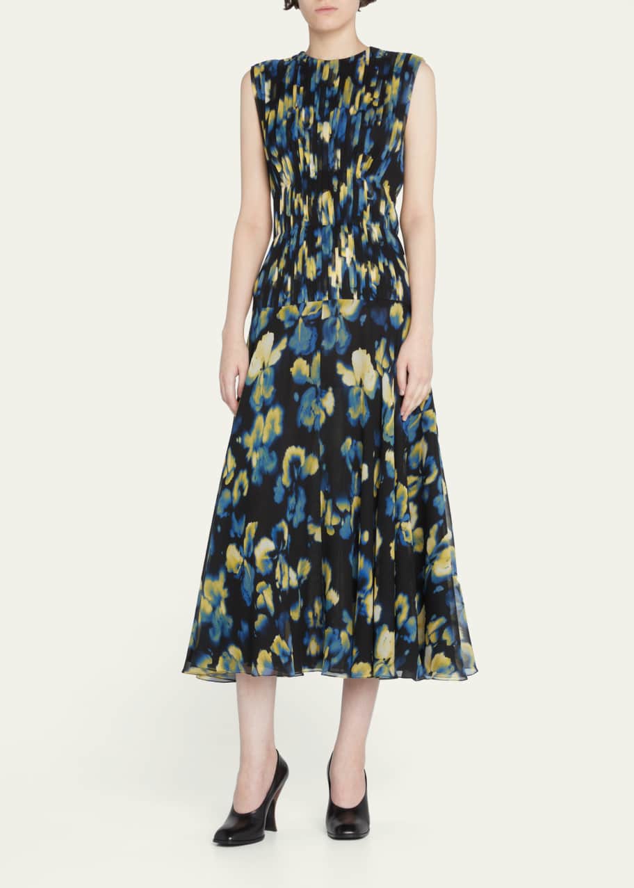 Jason Wu Collection Blur Iris Floral Pleated Chiffon Midi Dress - Bergdorf  Goodman