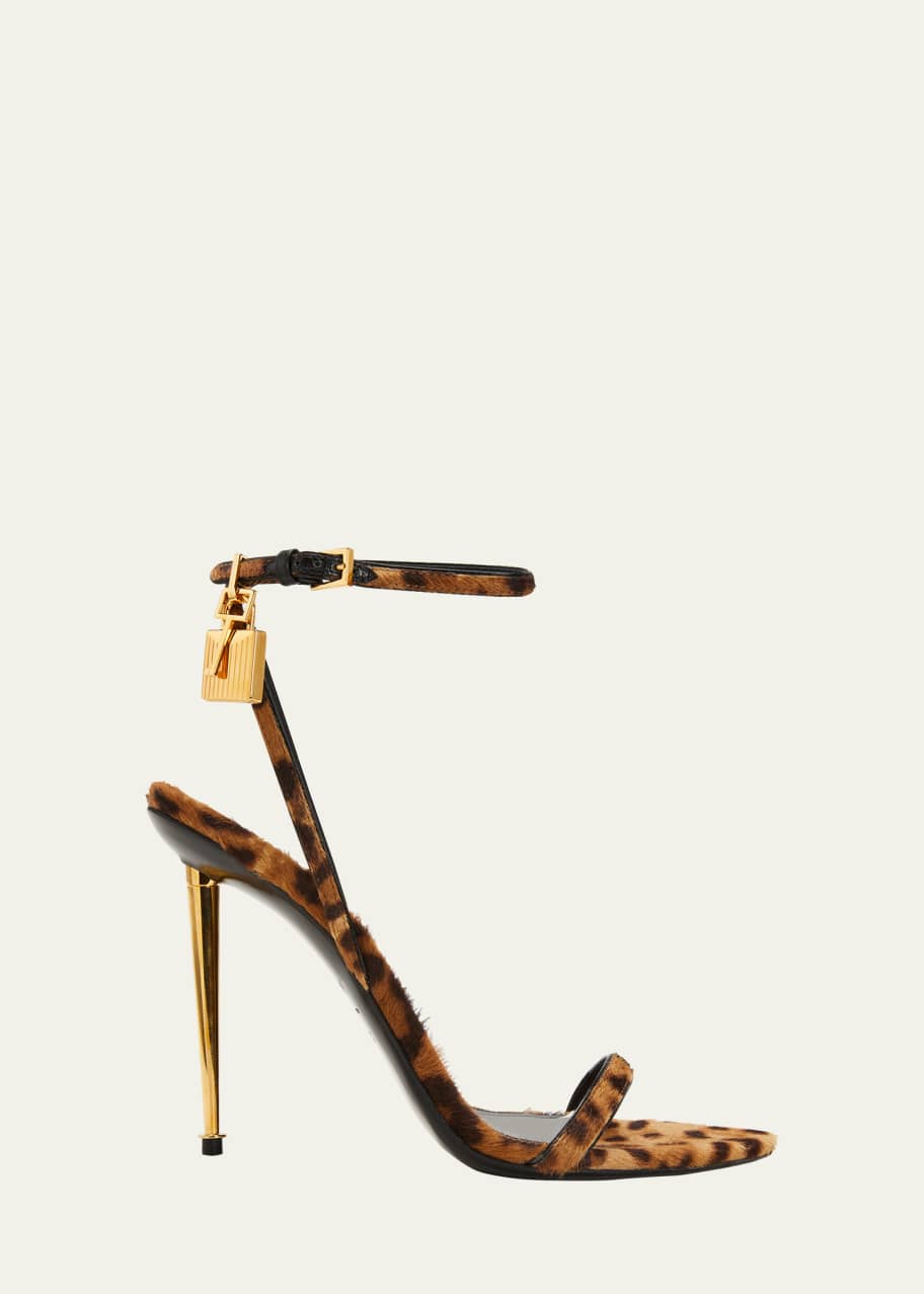 TOM FORD Lock 105mm Leopard Ankle Strap Sandals Bergdorf Goodman