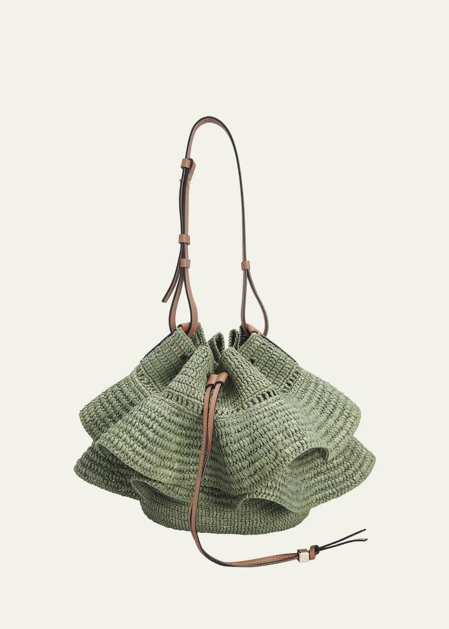 ◆LOEWE 24SS◆ Loewe x Paula's Ibiza BALLON バッグ ◆ Loewe x Paula's Ibiza Balloon Ruffles Bucket Bag in Raffia