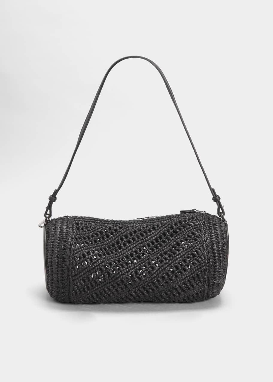 LOEWE｜ (Bracelet Pouch in raffia and calfskin (A912P84X Bracelet pouch in raffia and calfskin Black - LOEWE