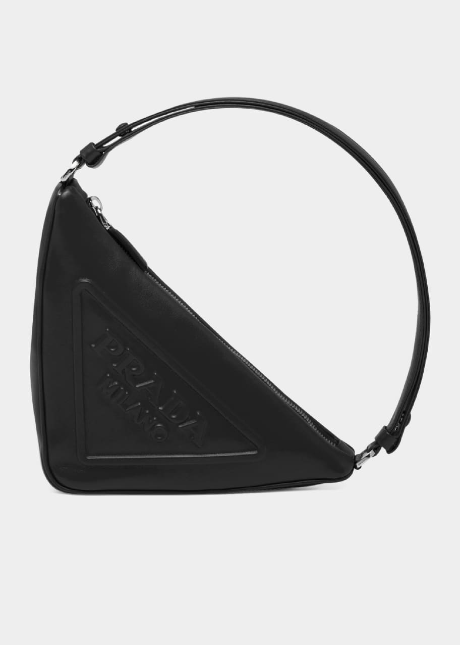 Prada Triangle Leather Shoulder Bag Black