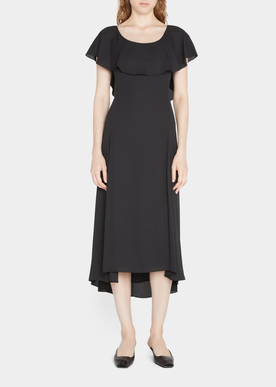 Theory Scoop-Neck Ruffled Midi Dress - Bergdorf Goodman